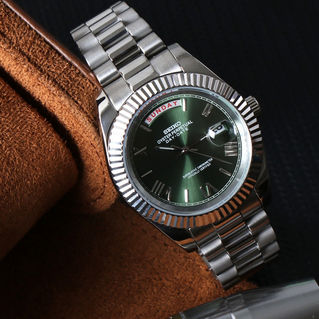 Daydate Green Dial Silver Case Custom Mod