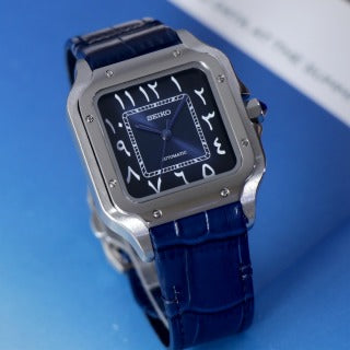 Seiko Santos Arabic Dial Blue Leather Belt Custom Mod
