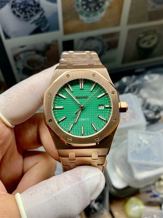 Royal Oak Rose Gold Green Dial Custom Mod