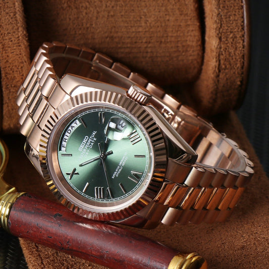Daydate Rose Gold Green Dial Custom Mod
