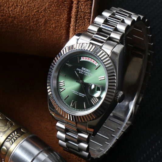 Daydate Green Dial Silver Case Custom Mod