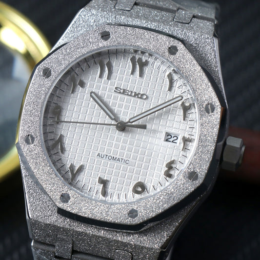 Royal Oak White Arabic Dial Diamond Edition Custom Mod