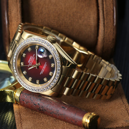 Datejust Gold-Maroon Shell Diamond Custom Mod