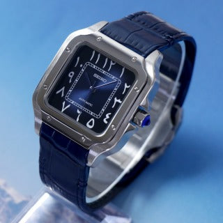 Seiko Santos Arabic Dial Blue Leather Belt Custom Mod