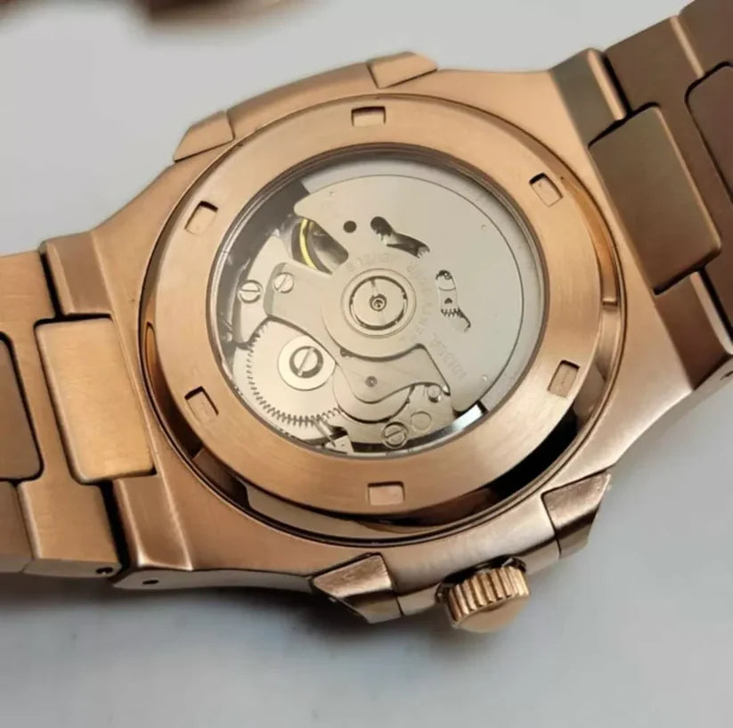 Nautilus "Rose Gold & Black Dial Open Heart" Custom Mod